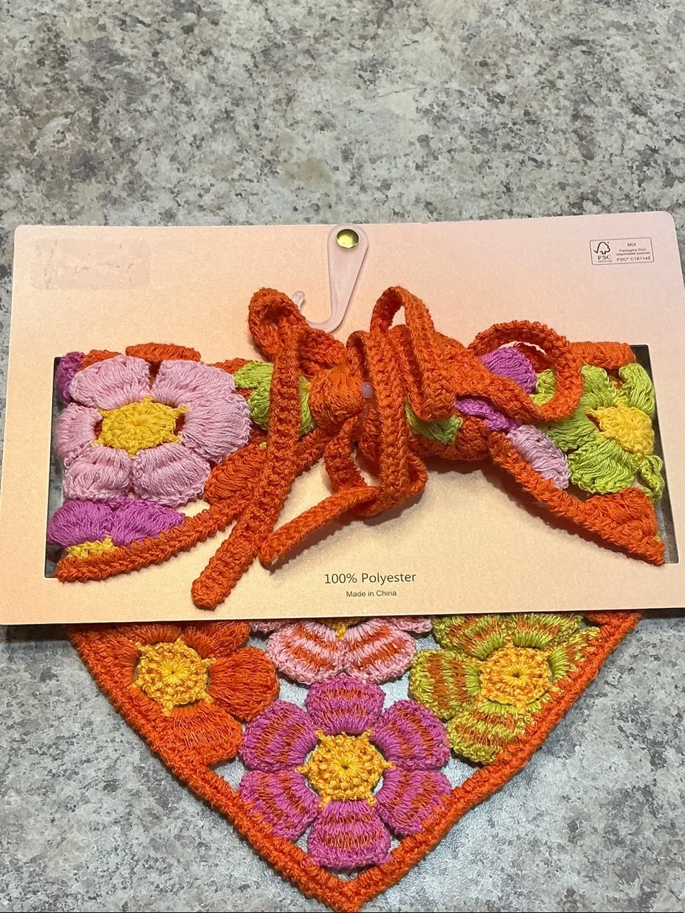 Piper-K Floral Hair Bandana Tie-Top - Bright Orange & Multicolor Flowers 🌺